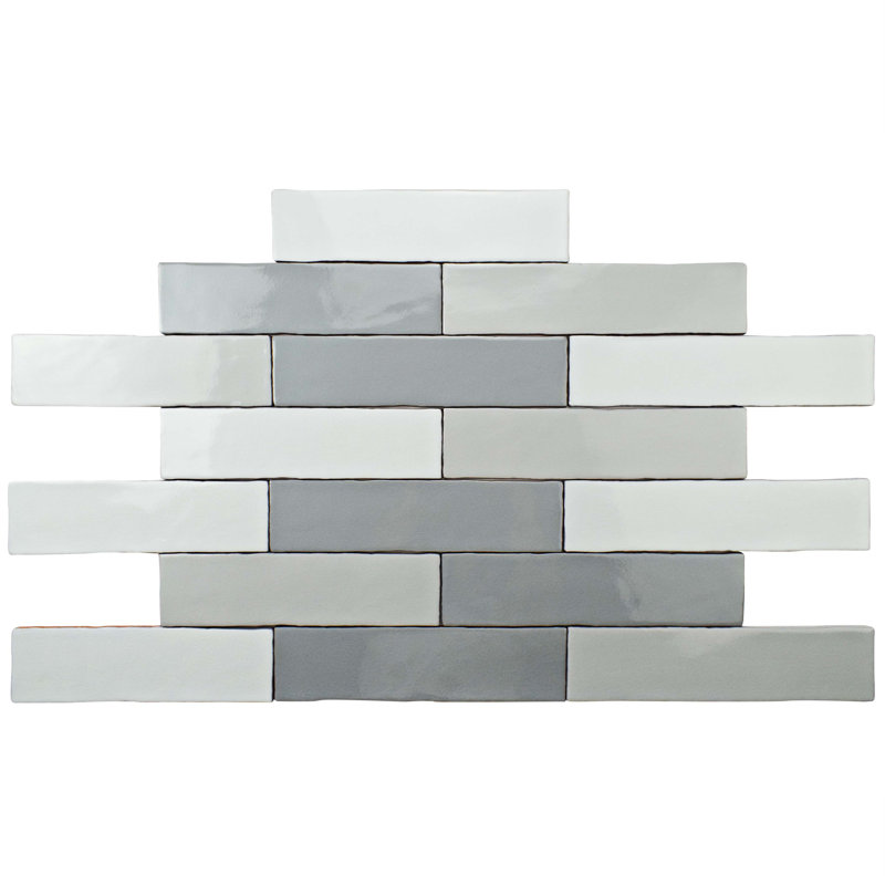 EliteTile Anchorage 3" x 12" Ceramic Field Tile in Craquele Mix Gray
